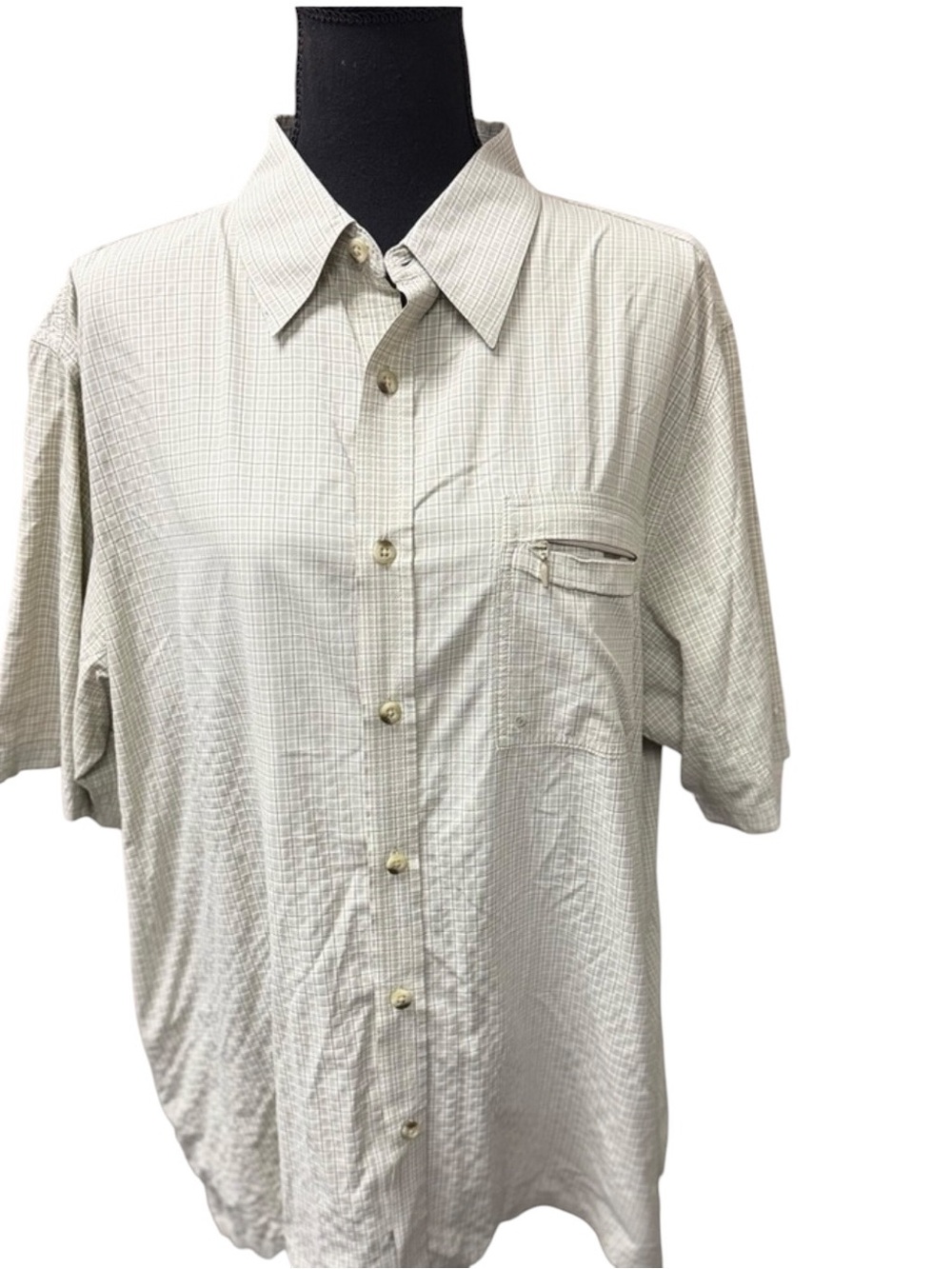 Columbia PFG Fishing Shirt Large Beige Plaid Vented Outdoor Button Up Top